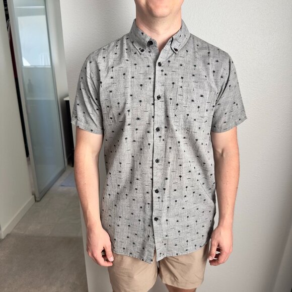 Lost Enterprises Button-Down Shirt - Gray with Print - Picture 1 of 4